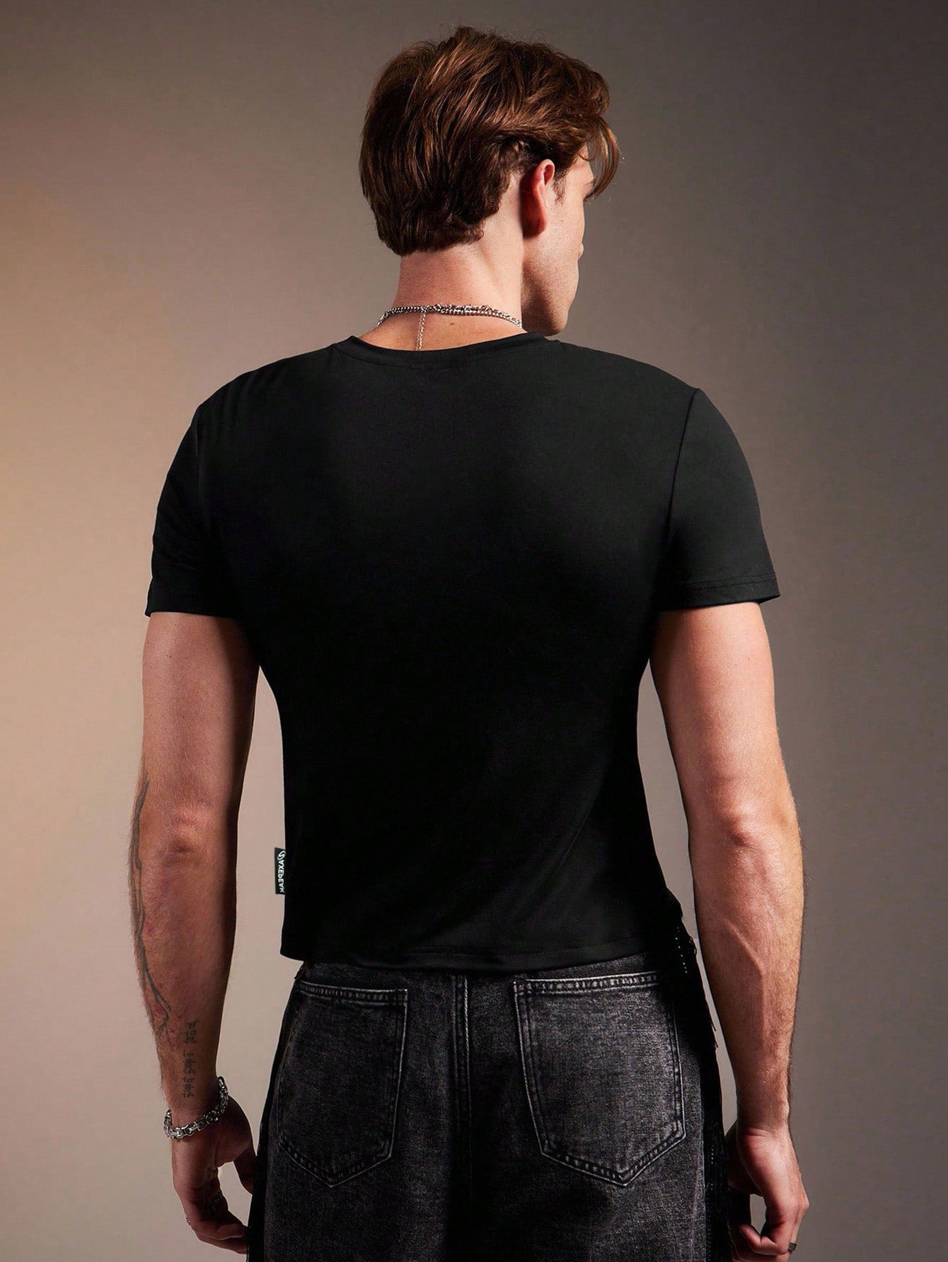 Men's Rhinestone Embellished Crew Neck Short Sleeve T-Shirt