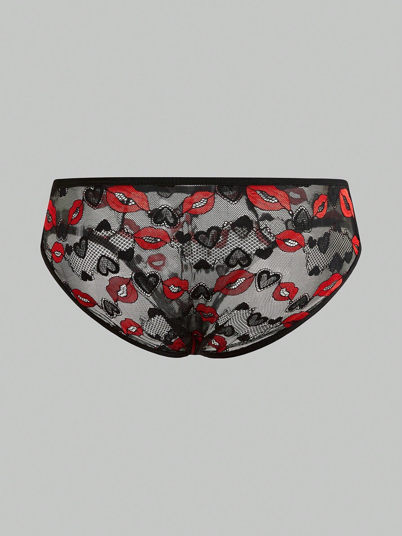 Men's Lip Print Casual Shorts With Soft Breathable Stretch Fabric