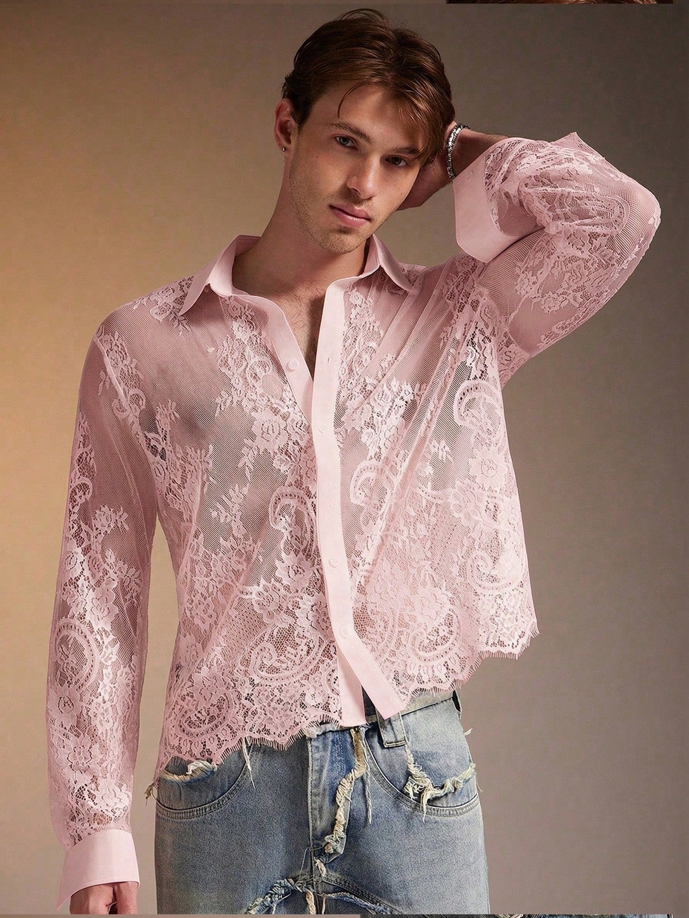 Men's Polka Dot Long Sleeve Single-Breasted Casual Shirt