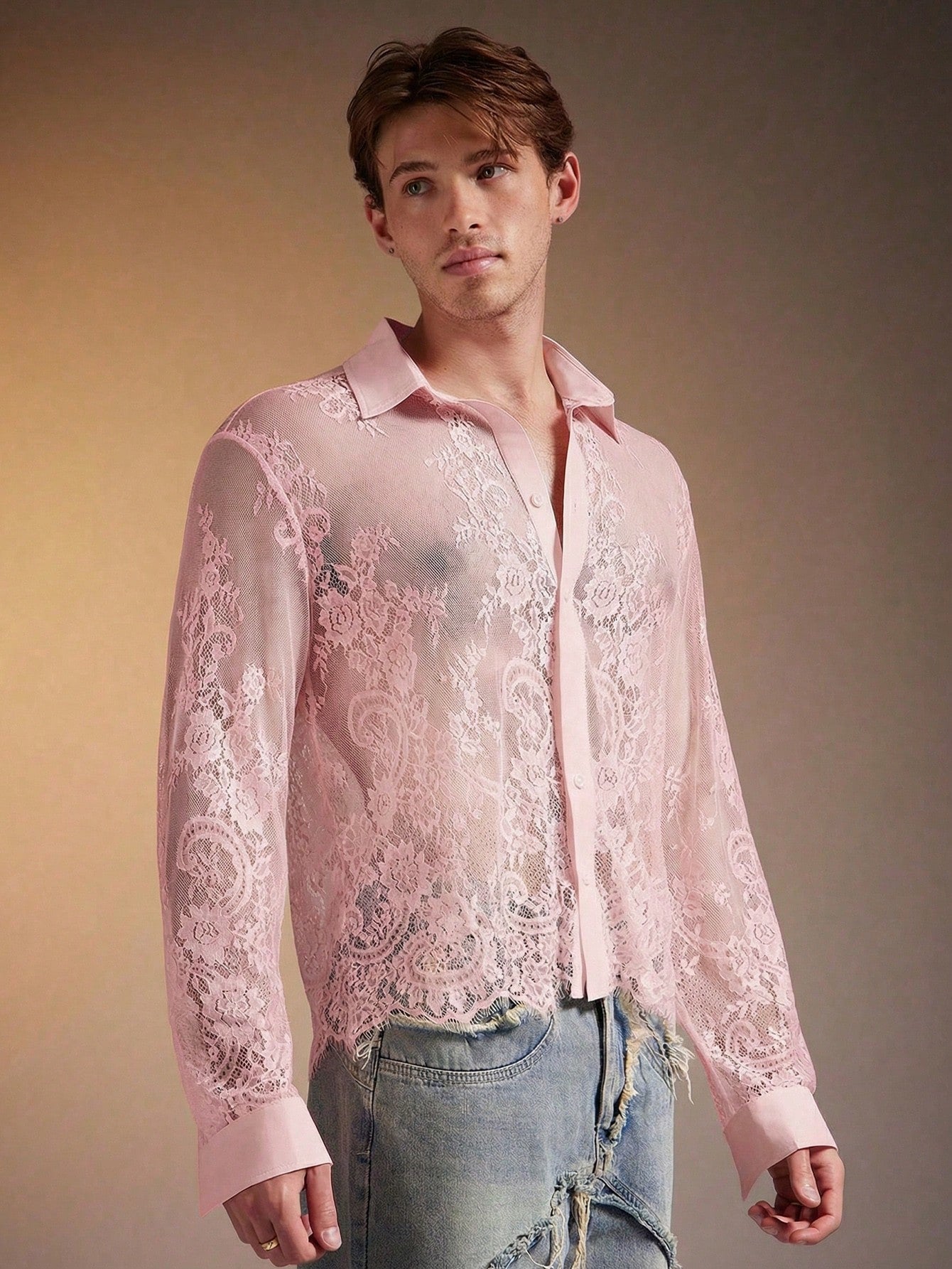Men's Polka Dot Long Sleeve Single-Breasted Casual Shirt