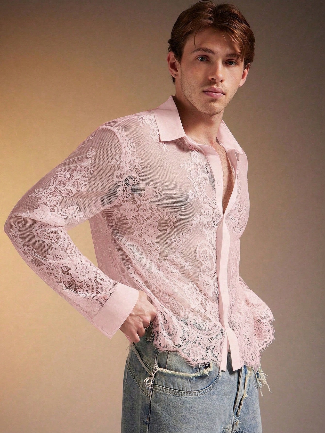 Men's Polka Dot Long Sleeve Single-Breasted Casual Shirt