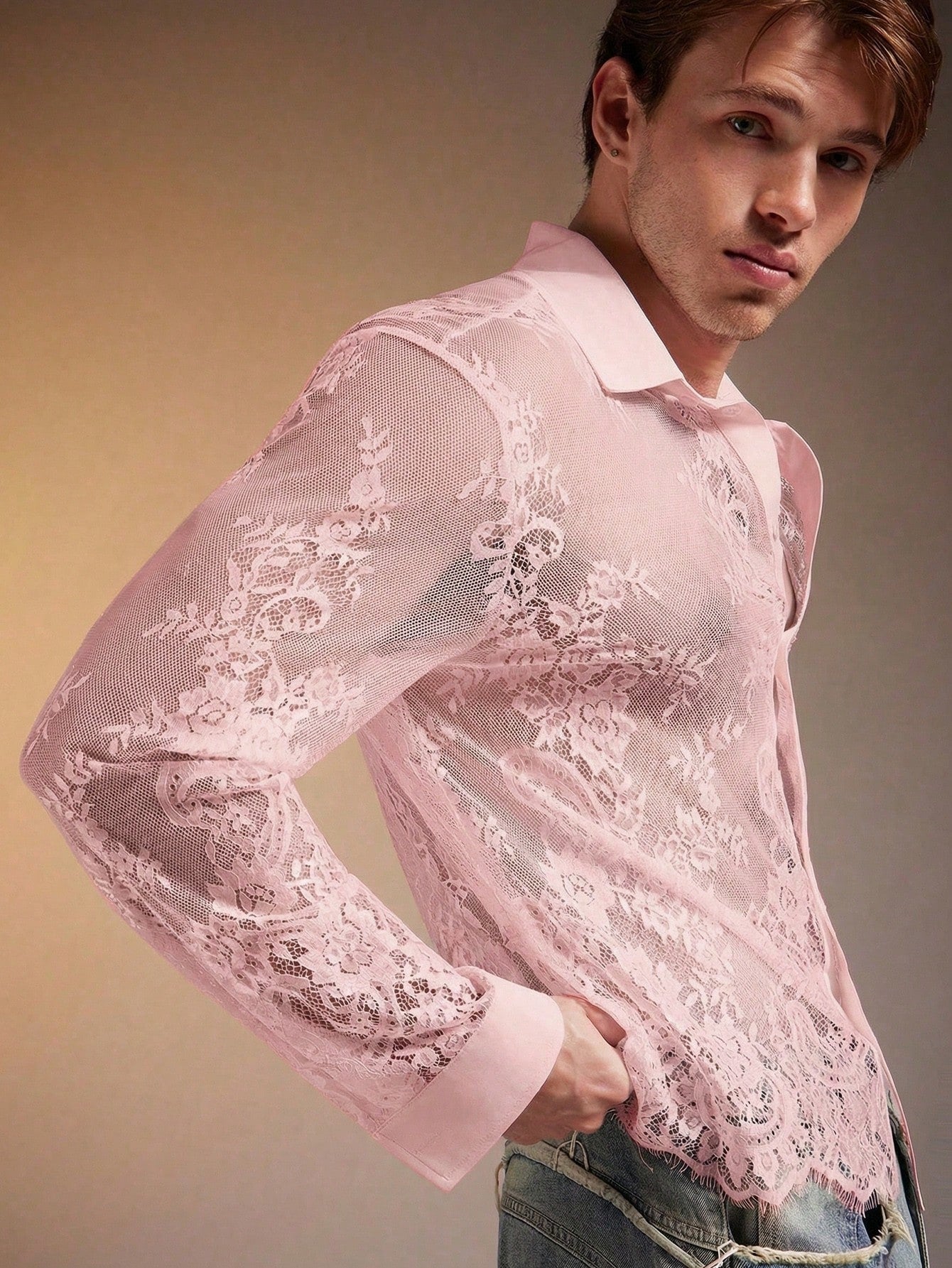 Men's Polka Dot Long Sleeve Single-Breasted Casual Shirt