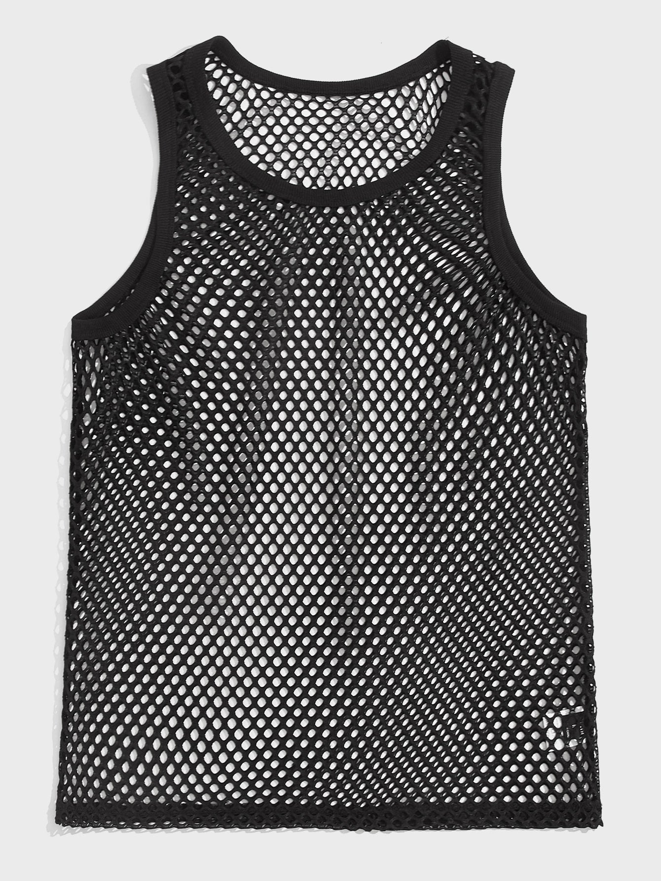 Men's Scoop Neck Sheer Sleeveless Tank Top