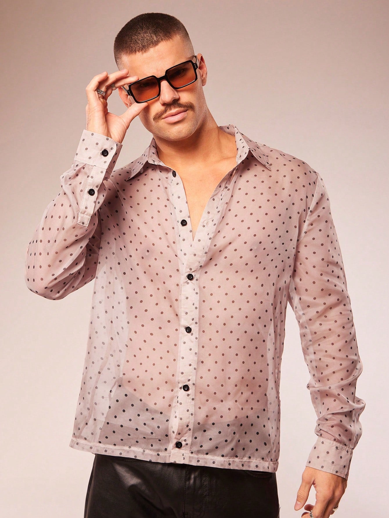 Men's Polka Dot Long Sleeve Single-Breasted Casual Shirt