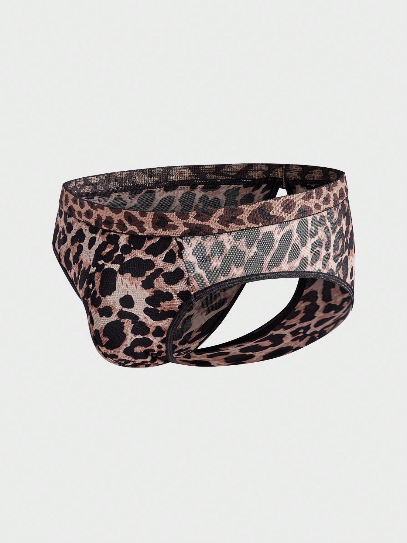 Men’s Casual Shorts Leopard Print Mesh Panel Minimal Style