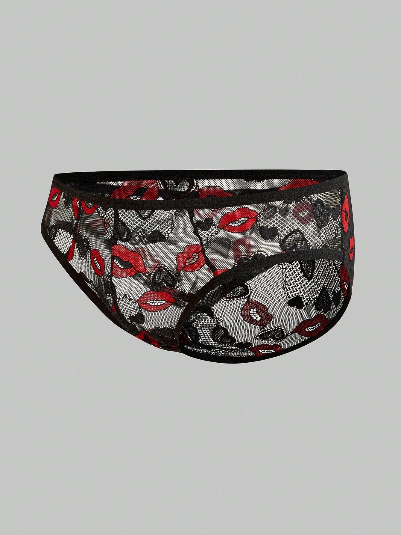 Men's Lip Print Casual Shorts With Soft Breathable Stretch Fabric