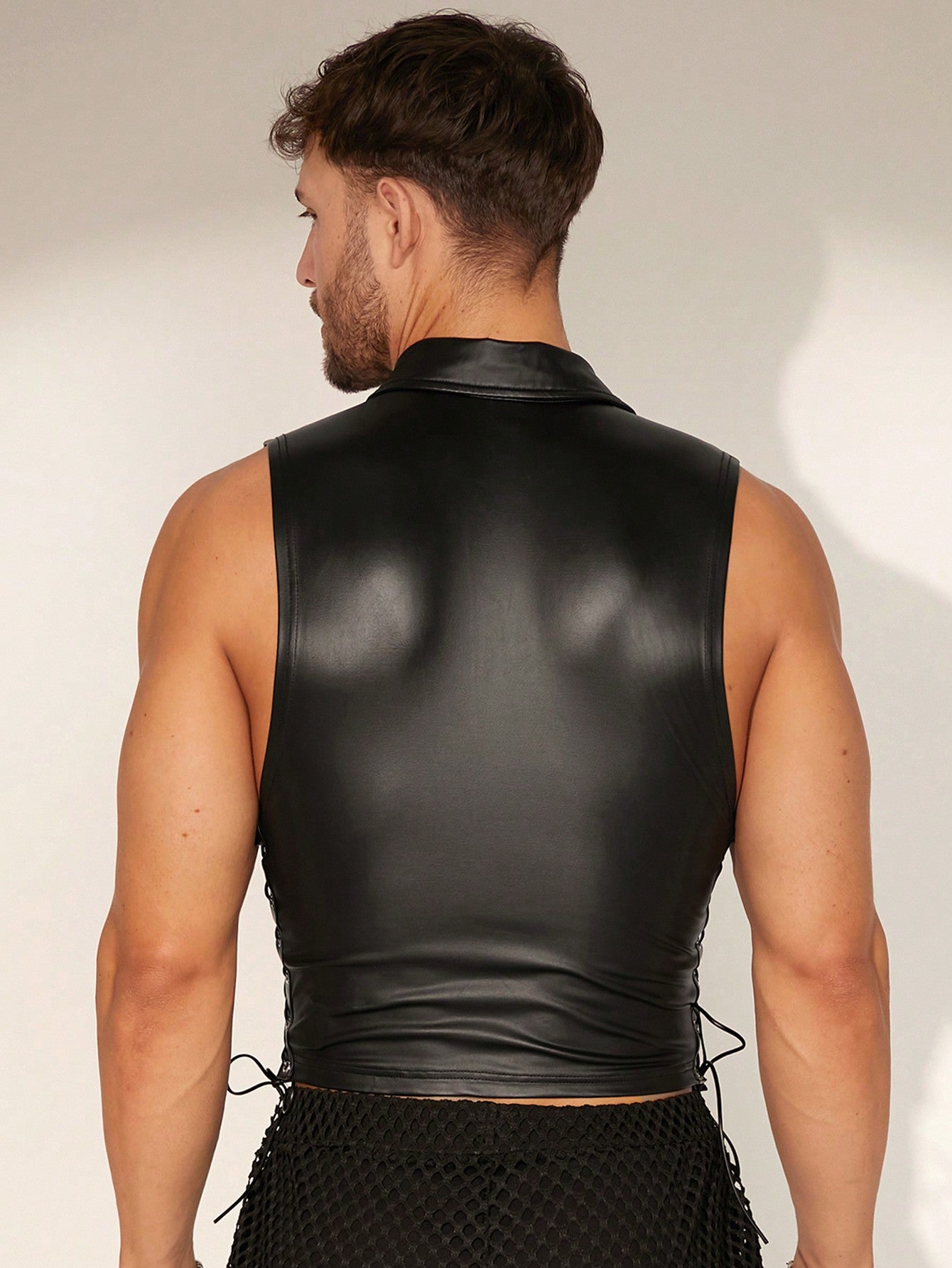 Men's Plain Sleeveless Polo Neck Tank Top