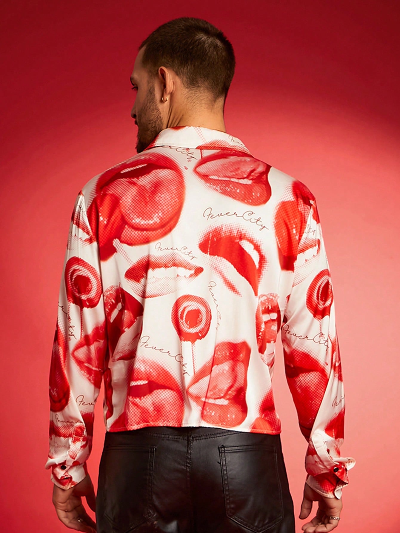 Men's Casual Digital Print Loose Long Sleeve Shirt
