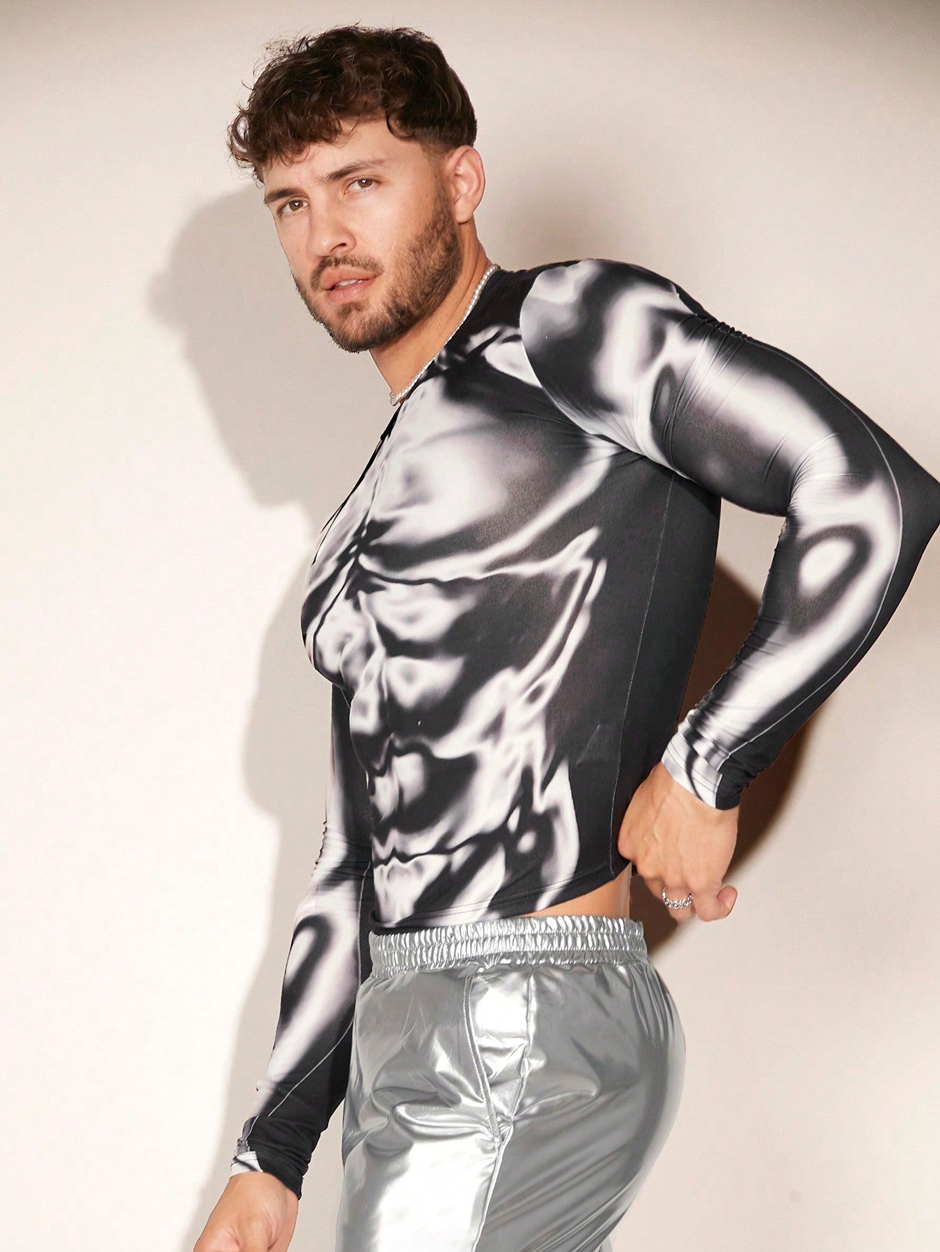 Men's Body Heat Map Print Long Sleeve T-Shirt