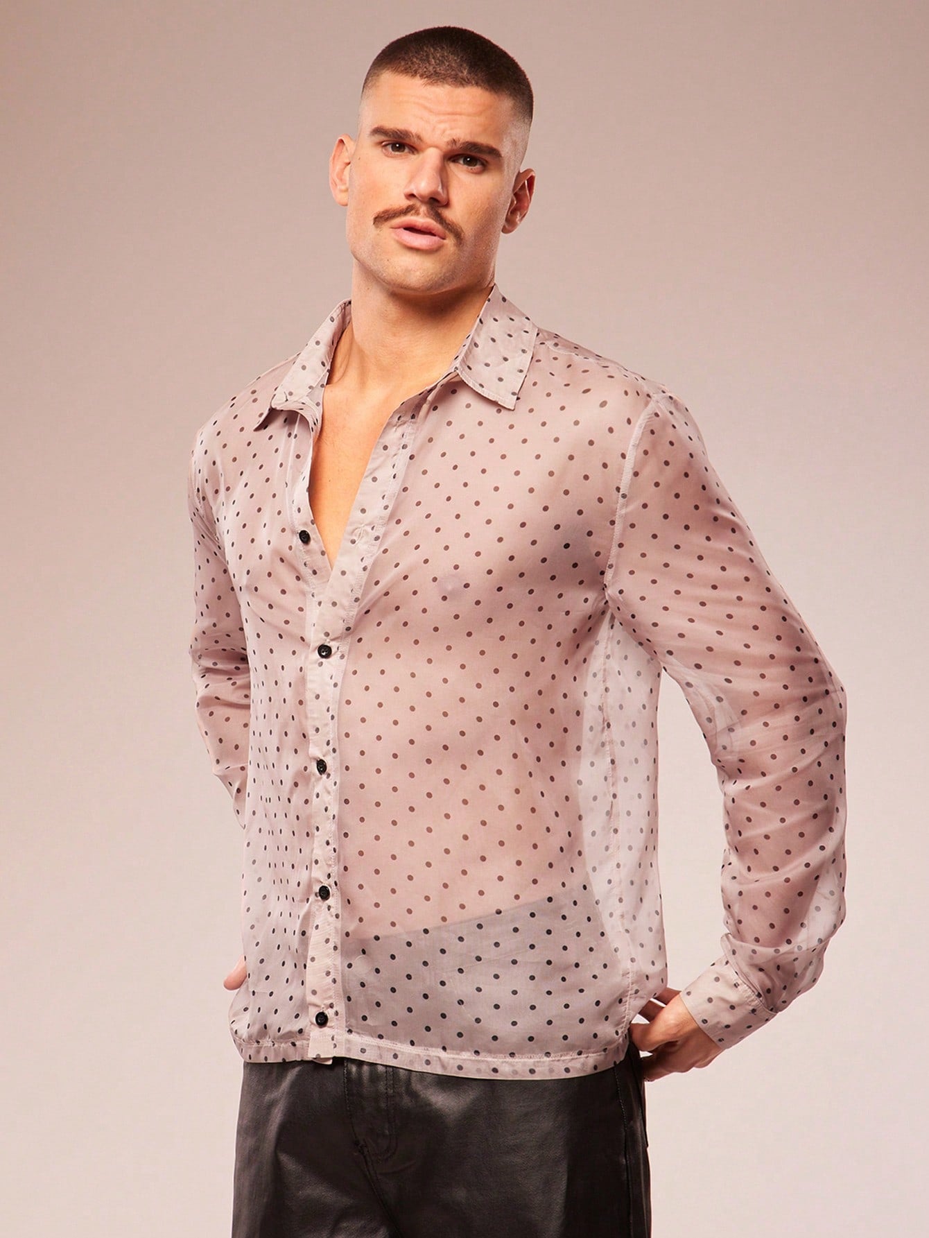 Men's Polka Dot Long Sleeve Single-Breasted Casual Shirt