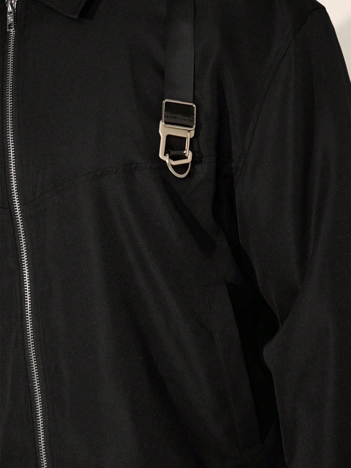 Men Buckle Detail Zip Up Jacket