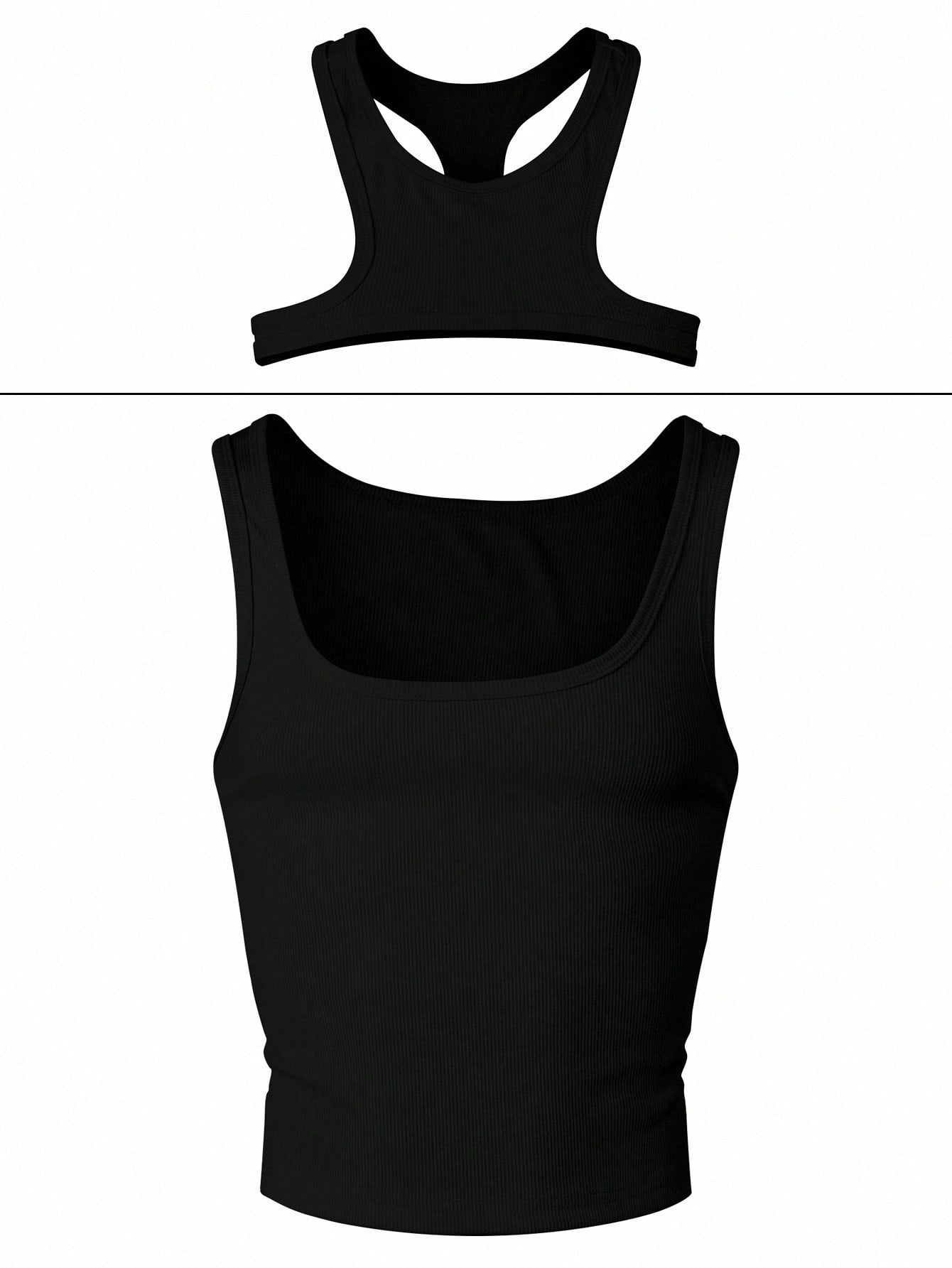 Men's Solid Color Cutout Round Neck Slim Fit Tank Top