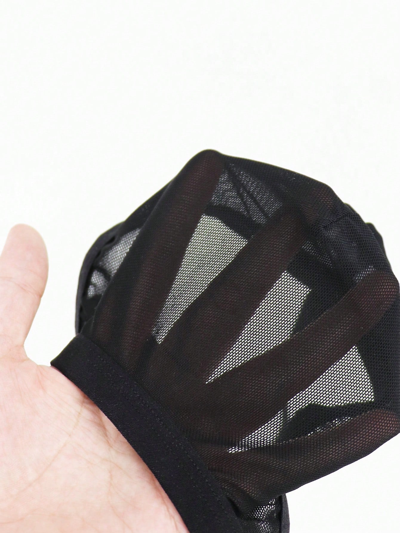 Men’s Lightweight Shorts Black Mesh With Hollow Waist Detail