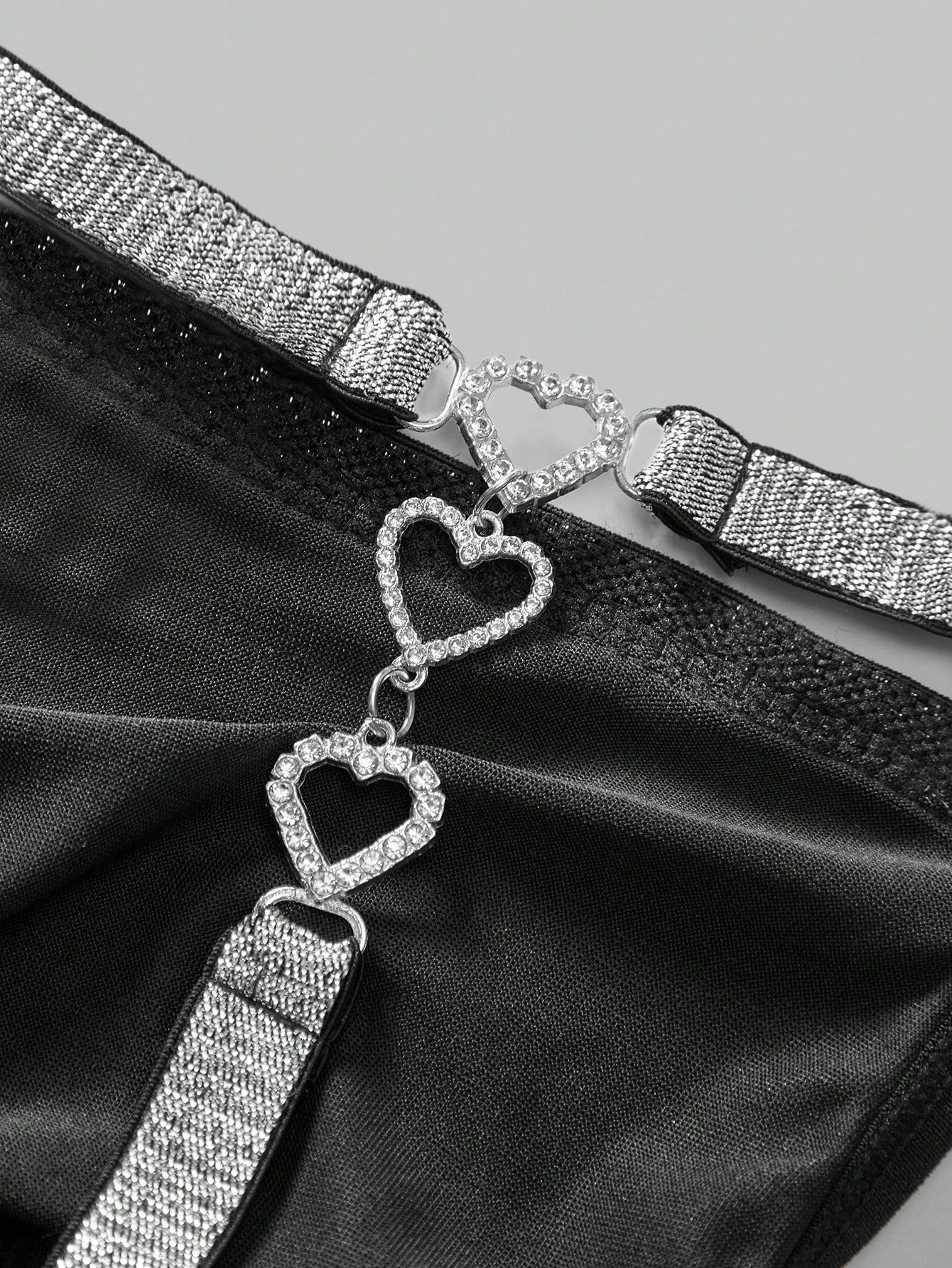 Men’s Lightweight Shorts With Rhinestone Heart Chain Detail