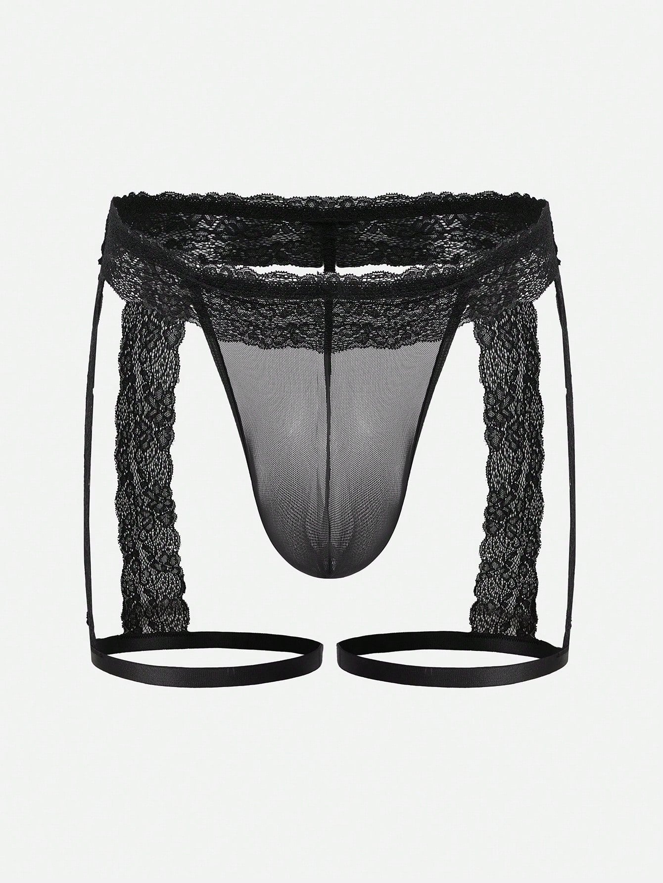 Men’s Low Rise Black Shorts With Lace Waist Detail