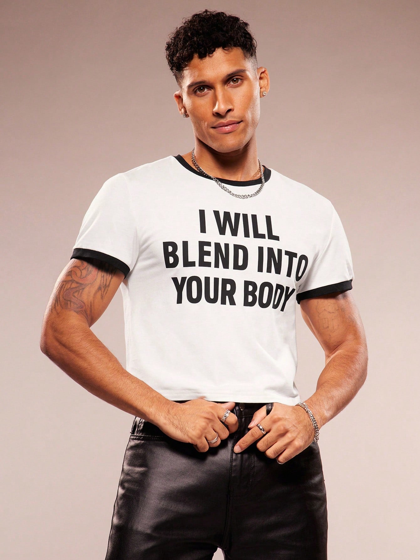 Men's Slogan Print Round Neck Short Sleeve Casual T-Shirt