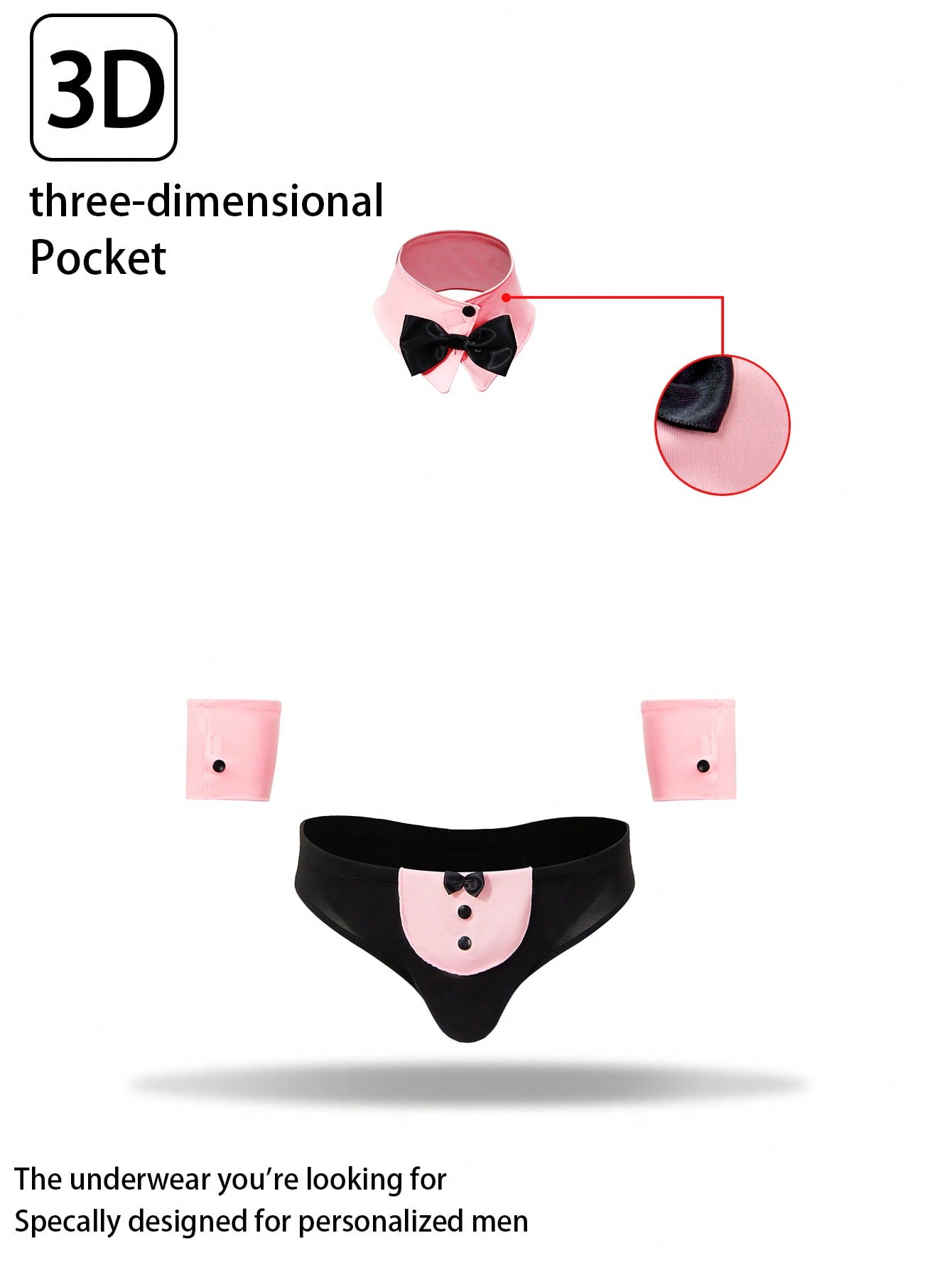 Men’s Costume Set With Bow Accent Gloves And Collar