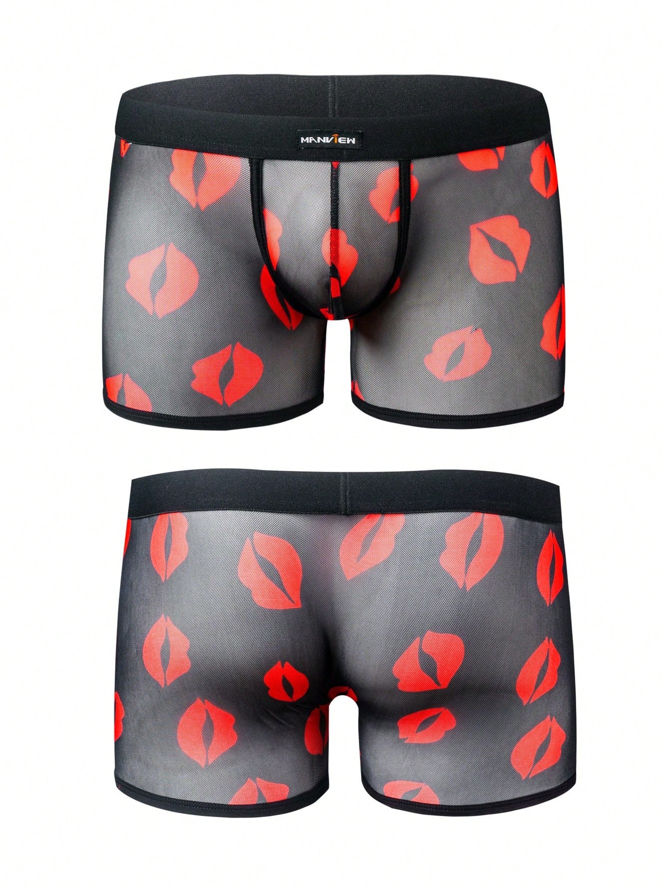 Men’s Casual Shorts With Lip Print Jacquard Waist Detail