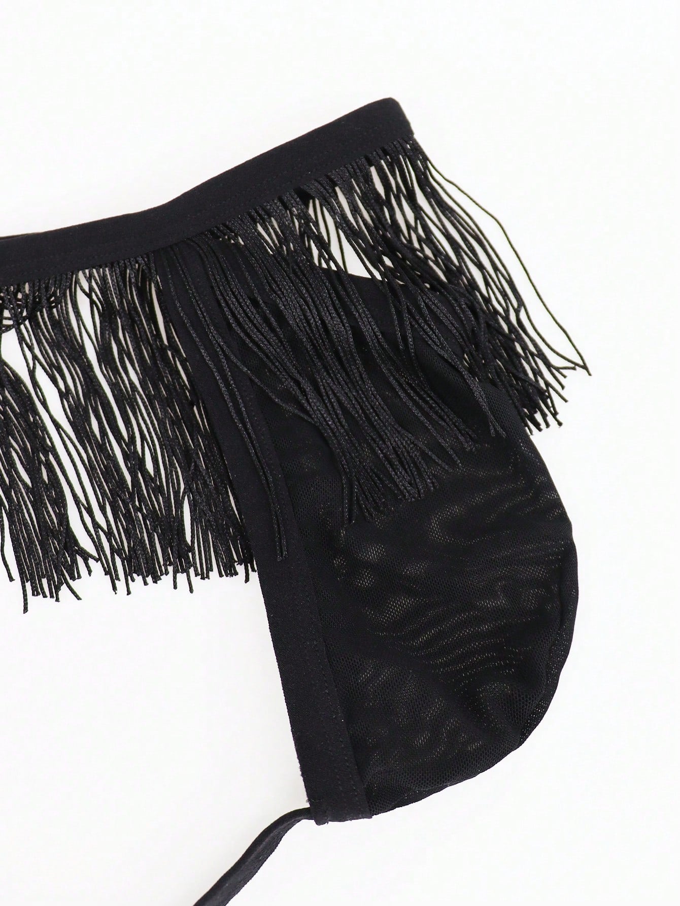 Men’s Lightweight Shorts Black Mesh With Hollow Waist Detail