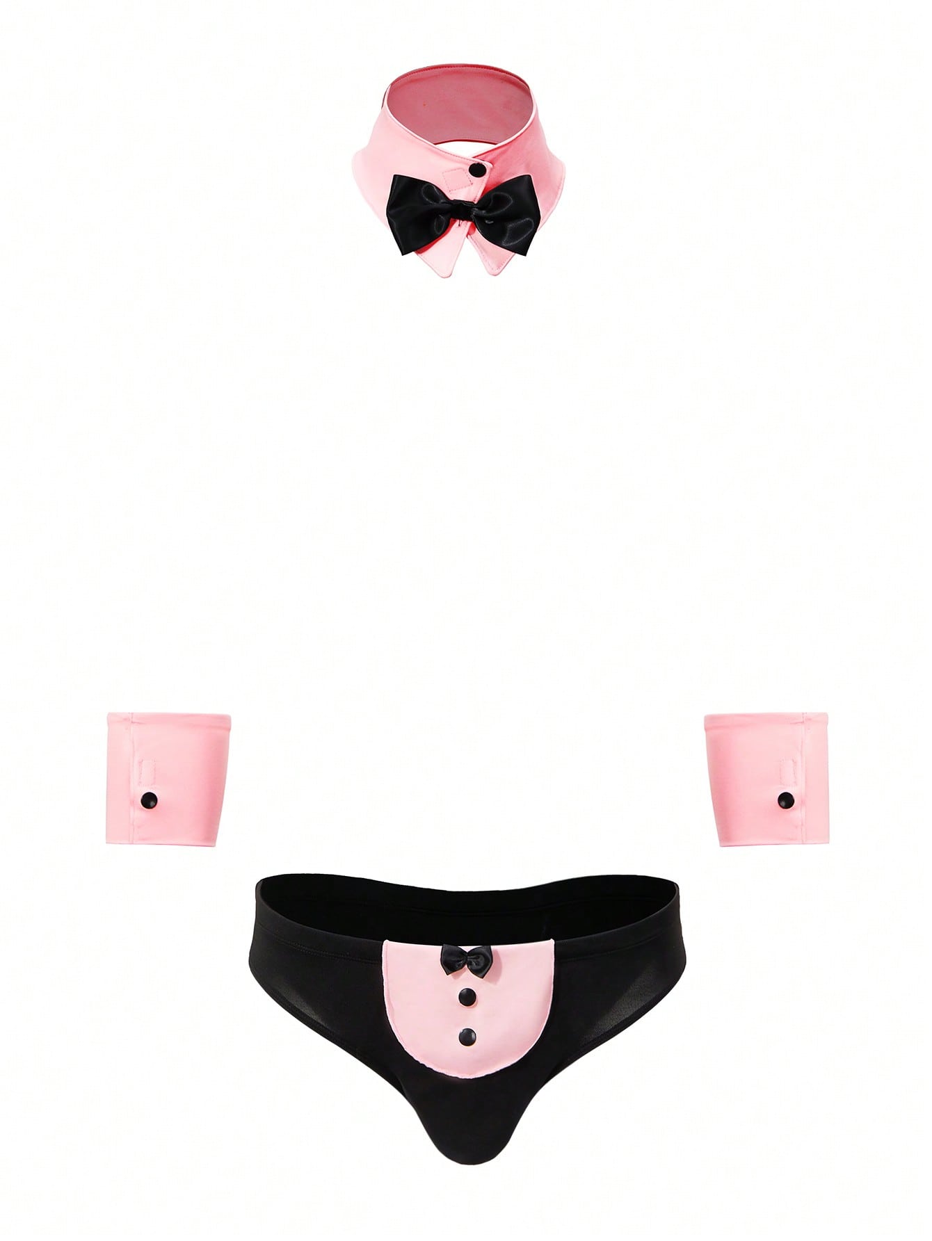 Men’s Costume Set With Bow Accent Gloves And Collar