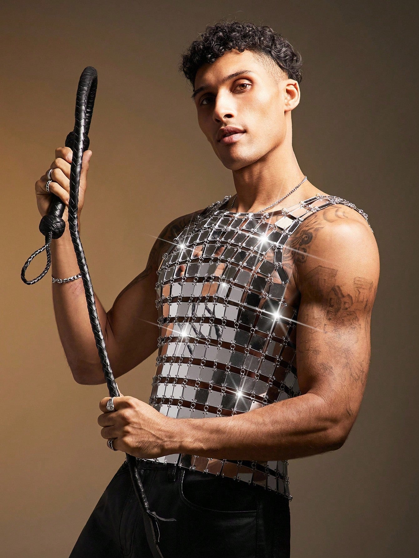 Men's Hollow-Out Back Chain Detail Tank Top