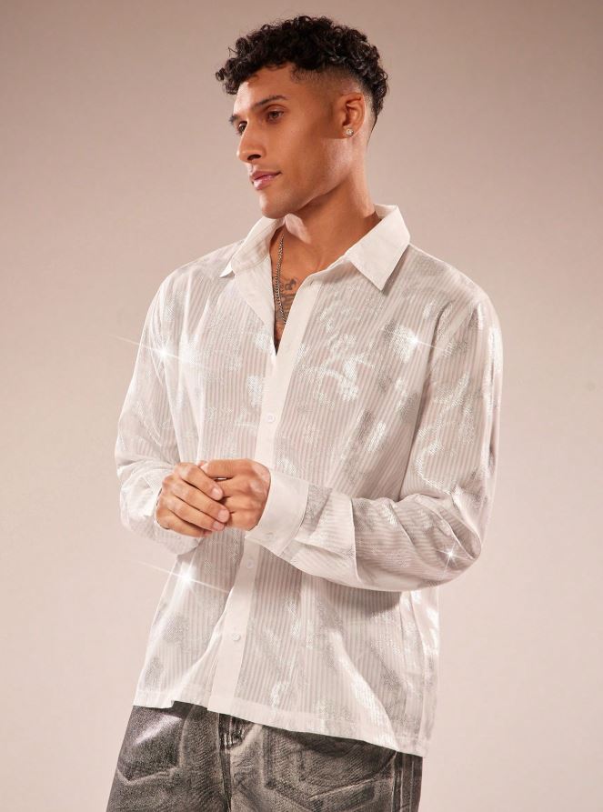 Men's Polka Dot Long Sleeve Single-Breasted Casual Shirt