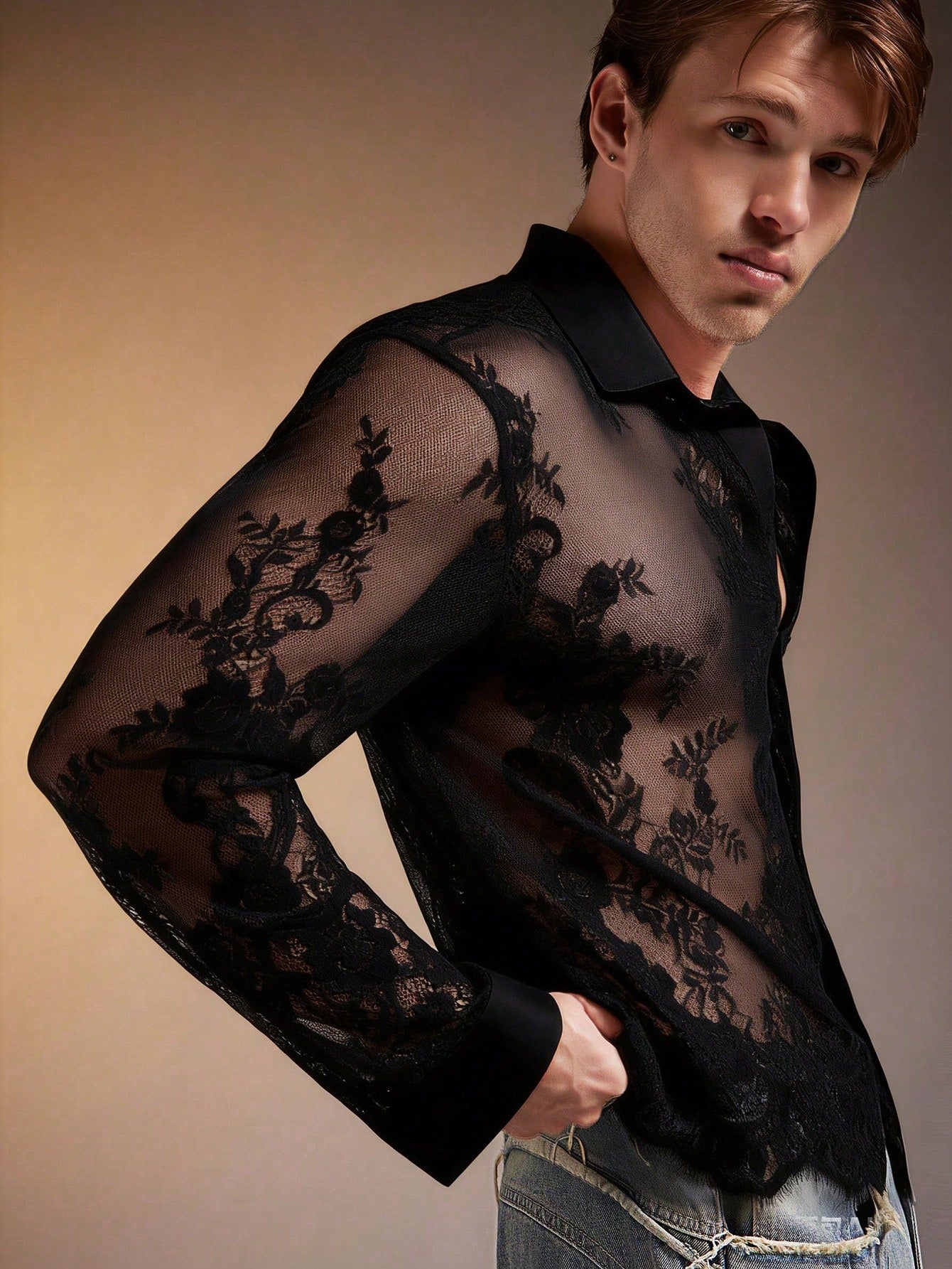 Men's Polka Dot Long Sleeve Single-Breasted Casual Shirt