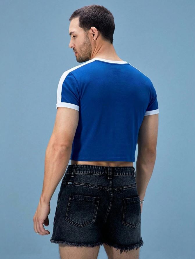 Men's Slogan Print Round Neck Short Sleeve Casual T-Shirt