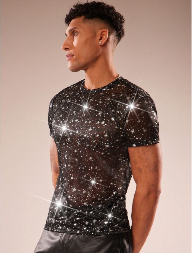 Men's Mesh Round Neck Short Sleeve T-Shirt