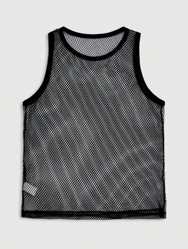Men's Scoop Neck Sheer Sleeveless Tank Top