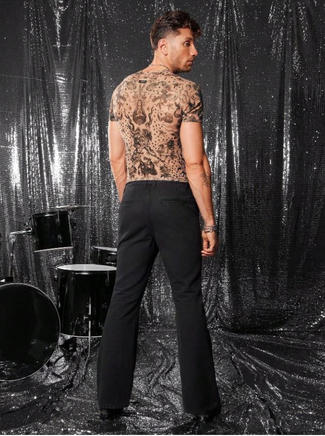 Men's Rhinestone Embellished Crew Neck Short Sleeve T-Shirt
