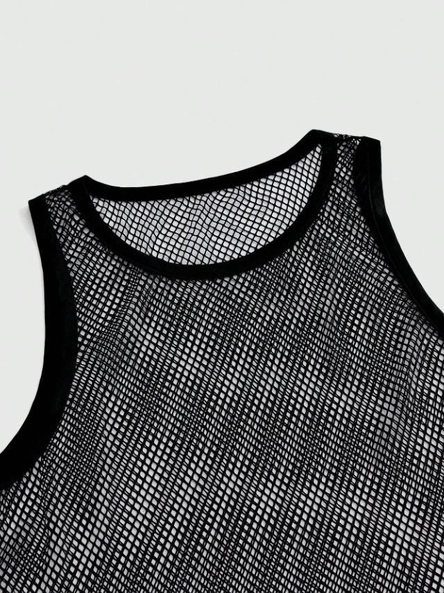 Men's Scoop Neck Sheer Sleeveless Tank Top